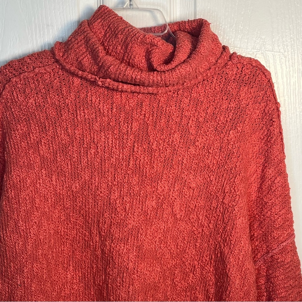 Free People Sz XS The Big Easy Cropped Cowl Neck Sweater In Coral Textured - Picture 9 of 16